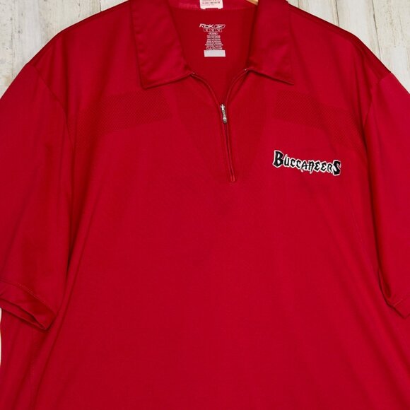 Tampa Bay Buccaneers Reebok Red 1/4 Zip Polo NFL Team Issued Chris Gannon Sz XL - Picture 2 of 9